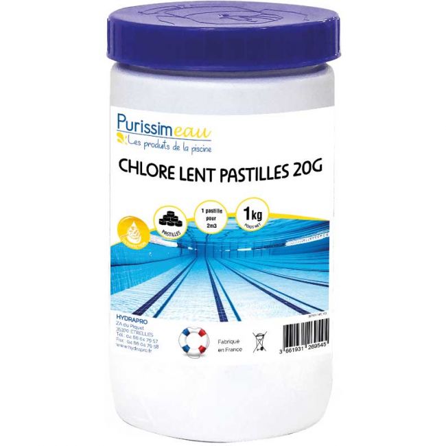 Chlore lent pastilles 20g Akendys