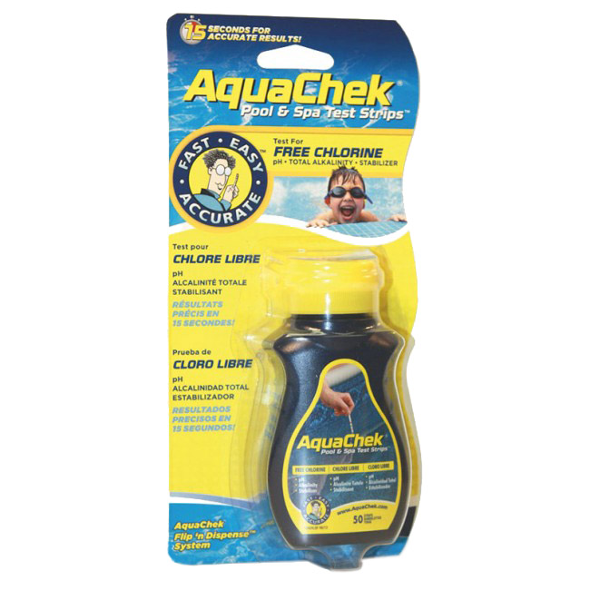 AquaChek® Jaune Cl Libre, pH, TAC, Stab.(50 strips)