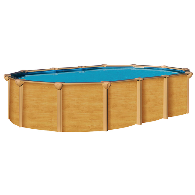 Piscine métal hors sol aspect bois OSMOSE ovale