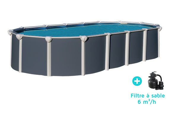 Piscine métal hors sol OSMOSE ANTHRACITE 3,90 x 1,32 m